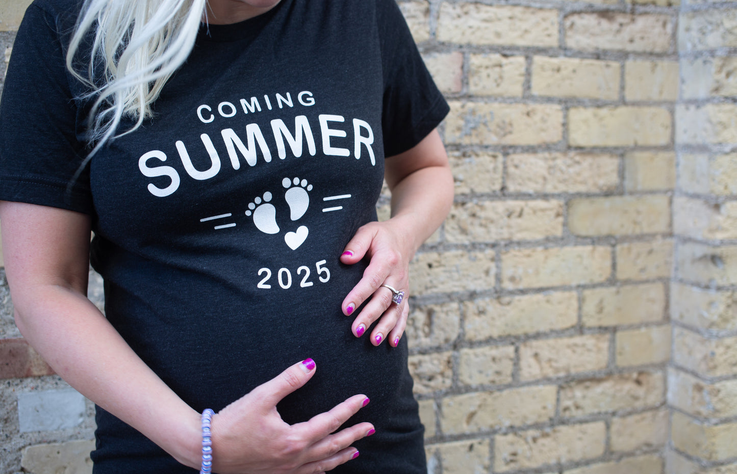 Baby on the Way Tee with Seasonal Due Date in Charcoal Black