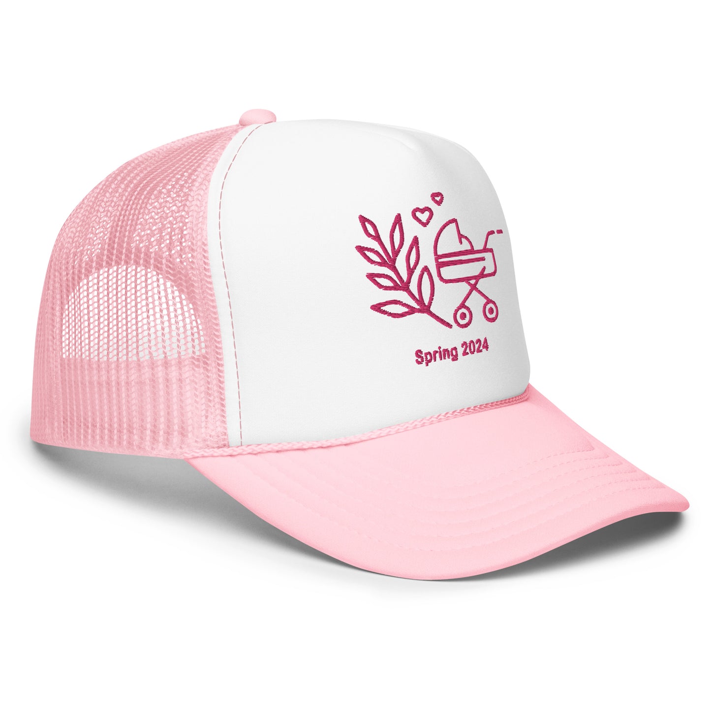 Baby on the Way Trucker Hat with Personalized Due Date in Pink