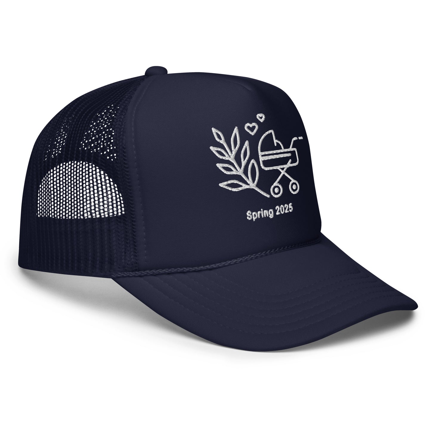 Baby on the Way Trucker Hat with Personalized Due Date in Navy