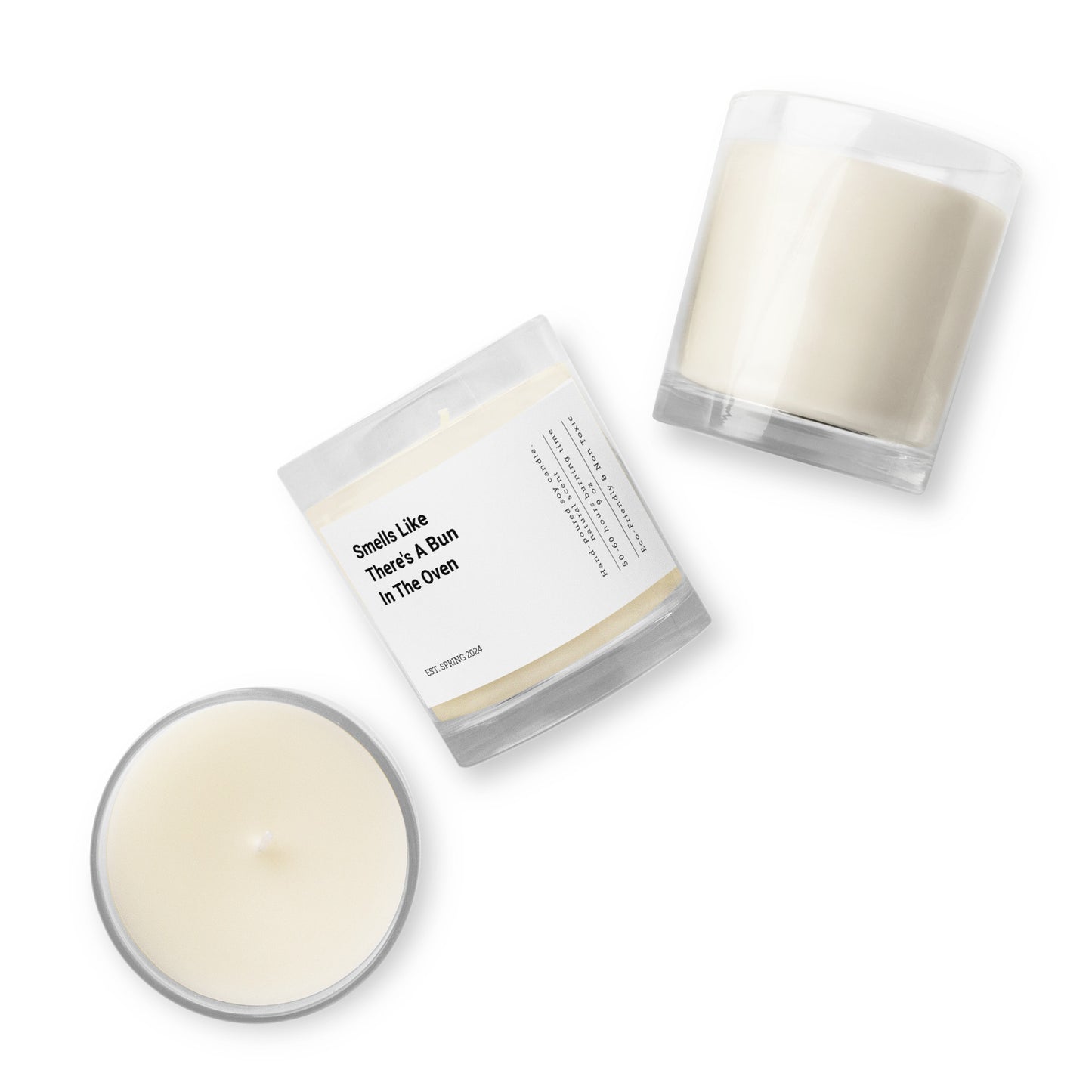 Smells Like There's A Bun in the Oven Candle With Personalized Date