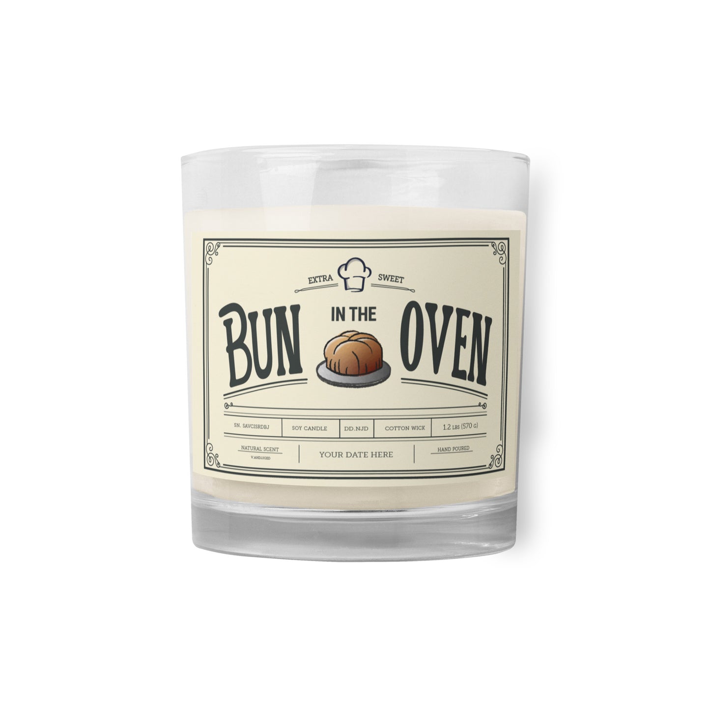 Bun in Oven Candle With Personalized Due Date